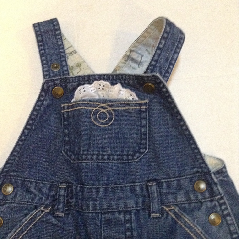Gymboree Blue Denim One Piece with White Lace Trim - Picture 2 of 6